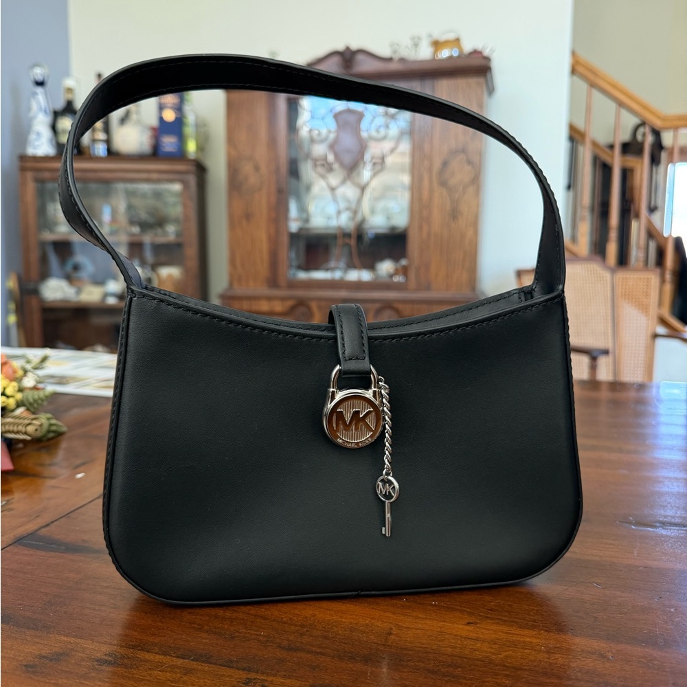 Michael Kors Black Shoulder Bag with MK Charm